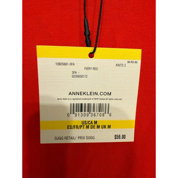 Women's Anne Klein Top Size M Red Short Sleeve - Picture 3 of 5